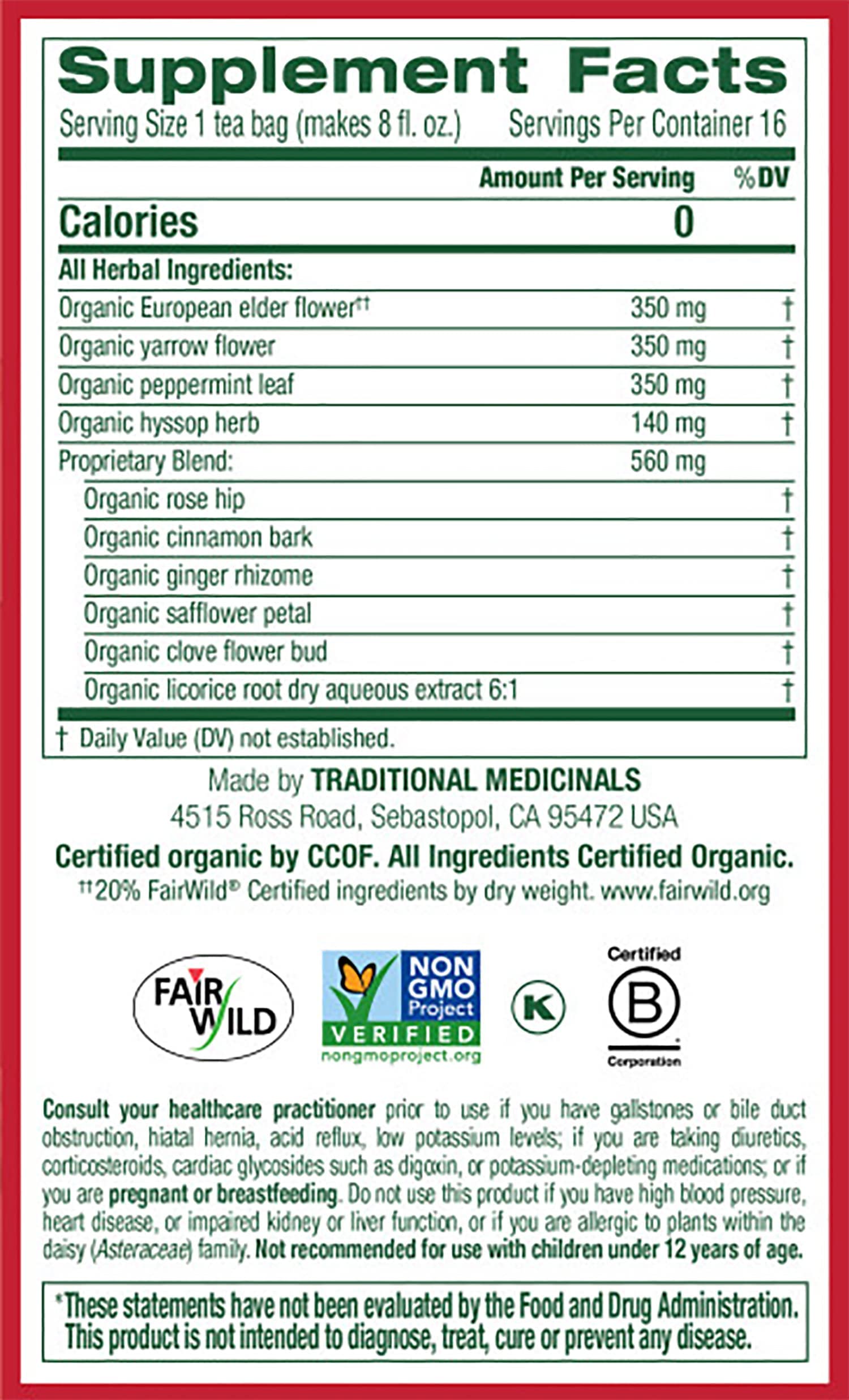 Traditional Medicinals Organic Herbal Cold Care Elderflower Spice Herbal Tea, Warm & Comforting Seasonal Wellness, (Pack of 1) - 16 Tea Bags - Image 4