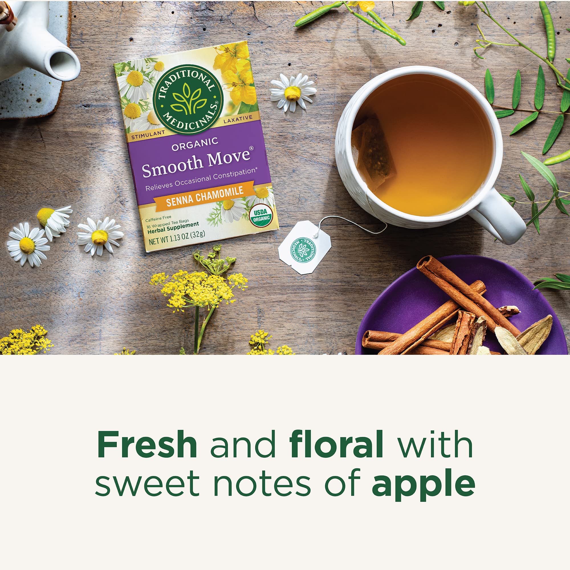 Traditional Medicinals Tea, Organic Smooth Move Chamomile, Relieves Occasional Constipation, Senna, 16 Tea Bags - Image 4