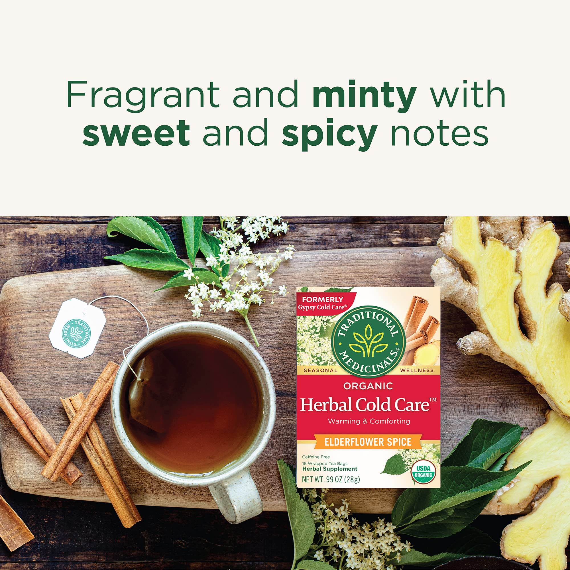 Traditional Medicinals Tea, Herbal Cold Care Seasonal Tea with Elderflower Spice, Kosher, Non-GMO, Caffeine-Free, Compostable - 96 Tea Bags (6 Pack) - Image 4