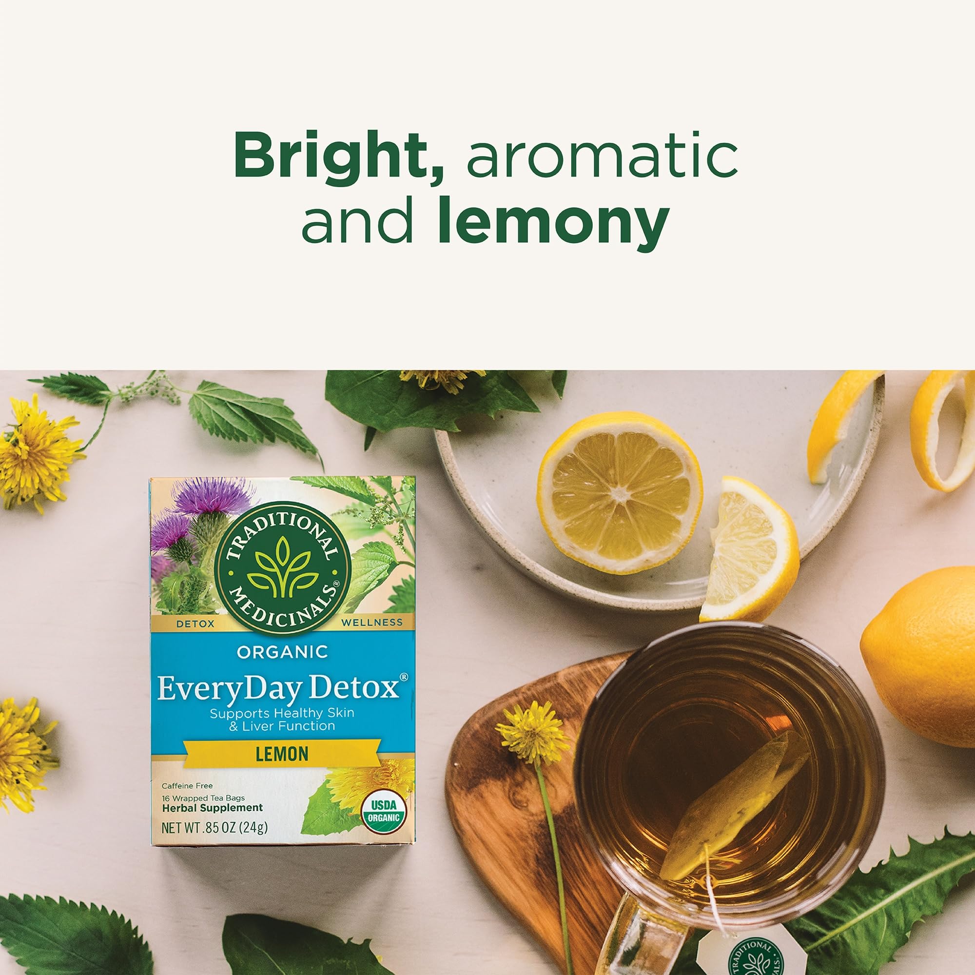 Traditional Medicinals Tea, Organic EveryDay Detox Lemon, Supports Healthy Skin & Liver Function, Detox, Kosher, Non-GMO, Caffeine-Free, Compostable - 96 Tea Bags (Pack of 6) - Image 4