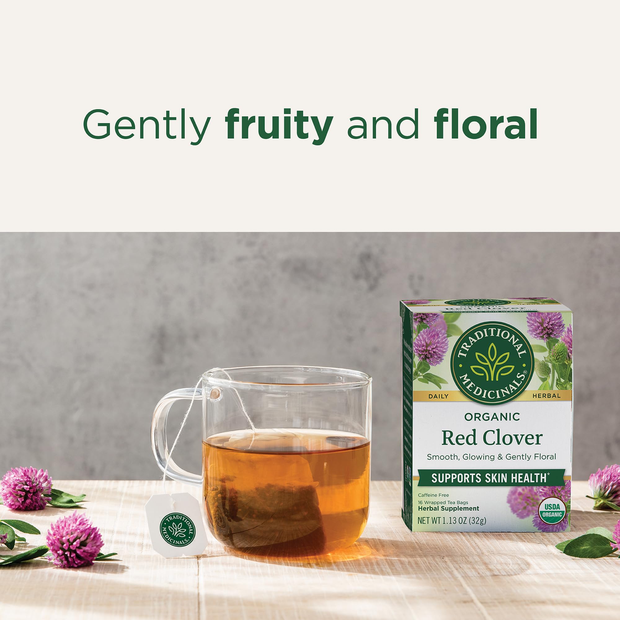 Traditional Medicinals Tea, Organic Red Clover - Supports Skin Health - Kosher, Non-GMO, Caffeine-Free - 16 Tea Bags - Image 3