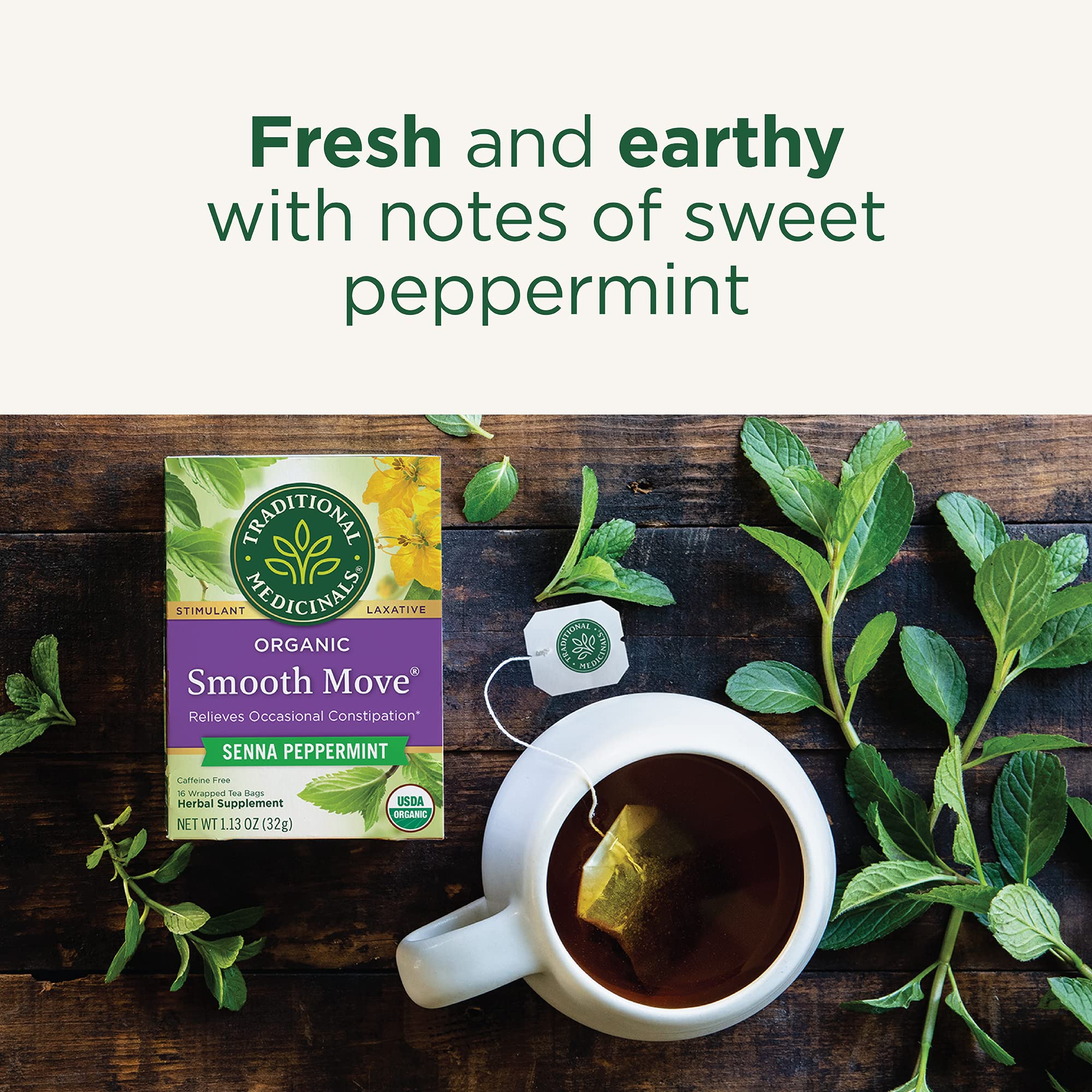 Traditional Medicinals Tea, Organic Smooth Move Peppermint, Relieves Occasional Constipation, Senna, 96 Tea Bags (6 Pack) - Image 4